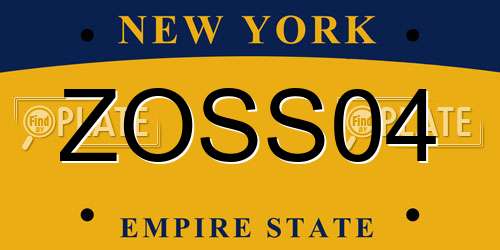 ZOSS04 New York License Plate