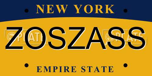 ZOSZASS New York License Plate