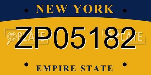 ZP05182 New York License Plate