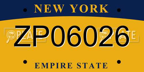 ZP06026 New York License Plate