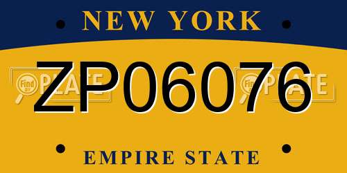 ZP06076 New York License Plate