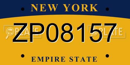 ZP08157 New York License Plate