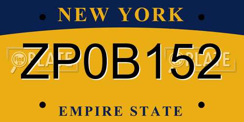 ZP0B152 New York License Plate