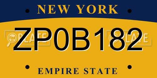 ZP0B182 New York License Plate