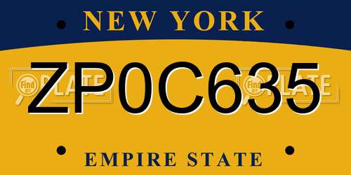 ZP0C635 New York License Plate