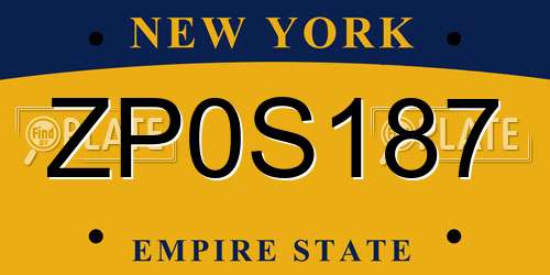ZP0S187 New York License Plate