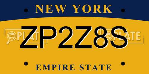 ZP2Z8S New York License Plate