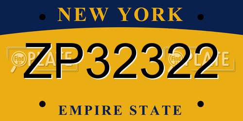 ZP32322 New York License Plate
