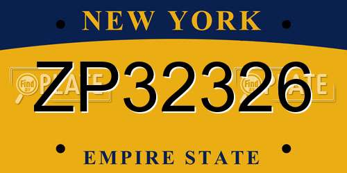 ZP32326 New York License Plate