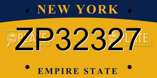 ZP32327 New York License Plate