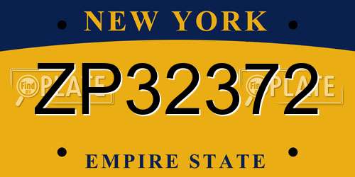ZP32372 New York License Plate