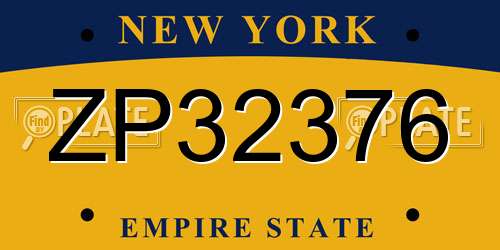 ZP32376 New York License Plate
