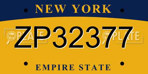 ZP32377 New York License Plate