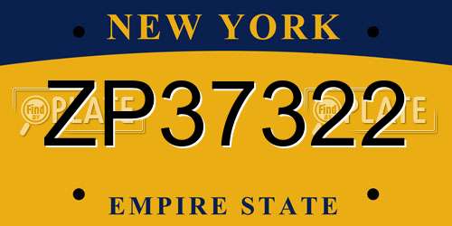 ZP37322 New York License Plate