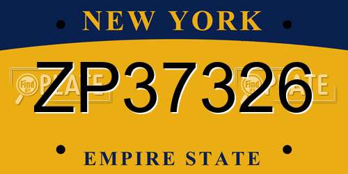 ZP37326 New York License Plate