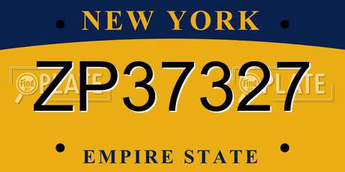 ZP37327 New York License Plate