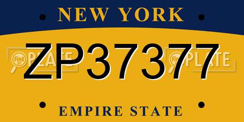 ZP37377 New York License Plate