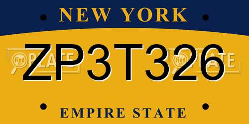ZP3T326 New York License Plate