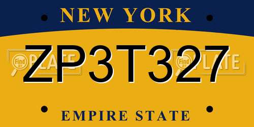 ZP3T327 New York License Plate