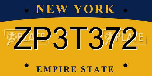 ZP3T372 New York License Plate