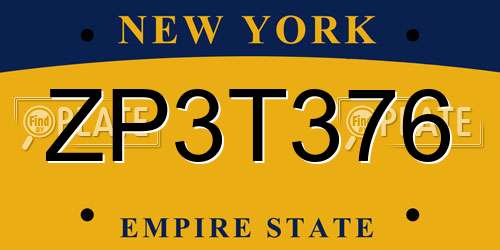 ZP3T376 New York License Plate