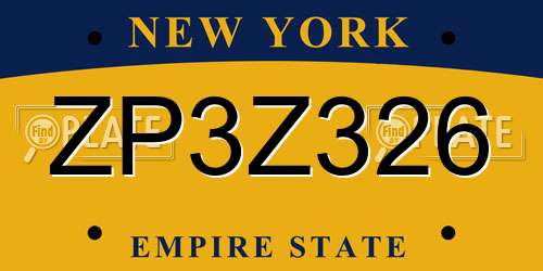 ZP3Z326 New York License Plate
