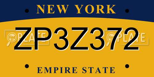 ZP3Z372 New York License Plate