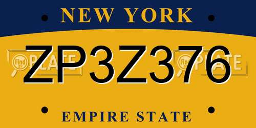 ZP3Z376 New York License Plate