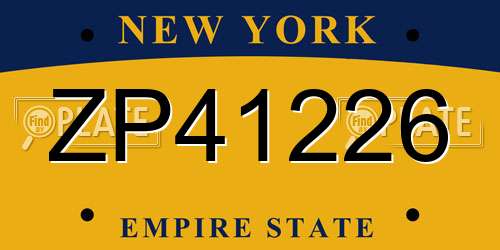 ZP41226 New York License Plate