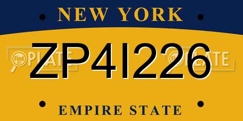 ZP4I226 New York License Plate