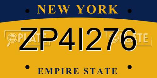 ZP4I276 New York License Plate