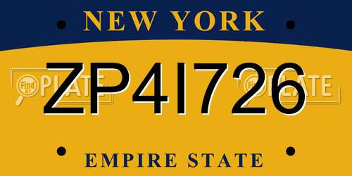 ZP4I726 New York License Plate