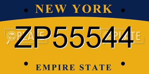 ZP55544 New York License Plate