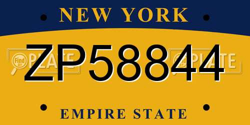 ZP58844 New York License Plate