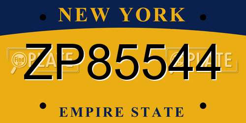 ZP85544 New York License Plate
