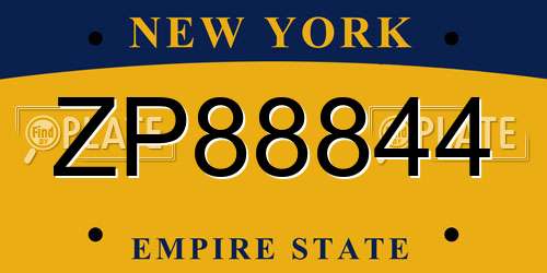 ZP88844 New York License Plate