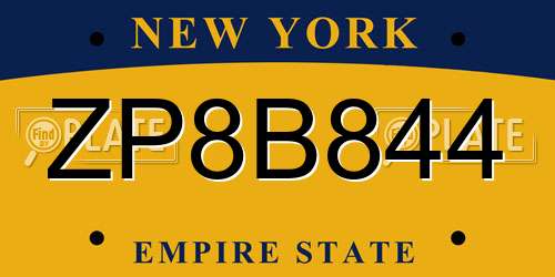 ZP8B844 New York License Plate