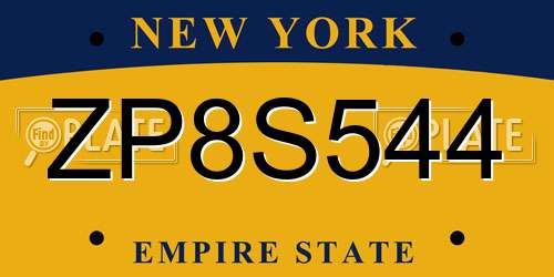 ZP8S544 New York License Plate