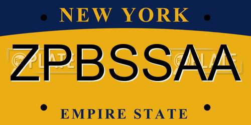 ZPBSSAA New York License Plate