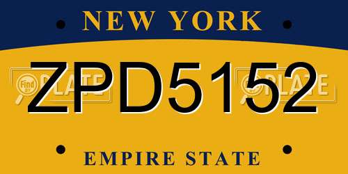 ZPD5152 New York License Plate