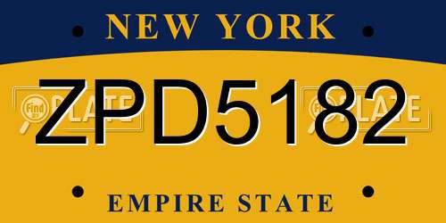 ZPD5182 New York License Plate