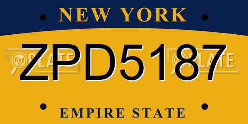 ZPD5187 New York License Plate