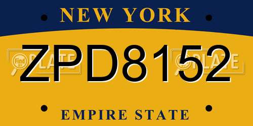 ZPD8152 New York License Plate