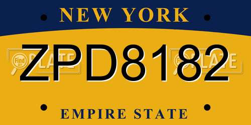ZPD8182 New York License Plate