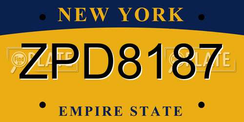 ZPD8187 New York License Plate