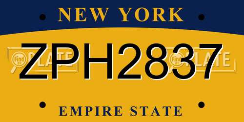 ZPH2837 New York License Plate
