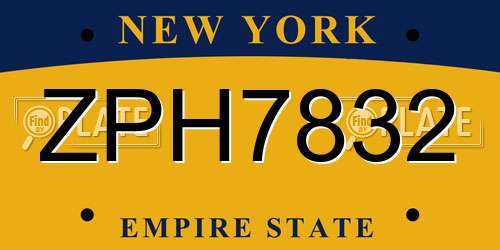 ZPH7832 New York License Plate