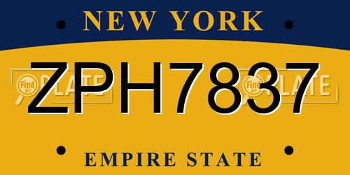 ZPH7837 New York License Plate