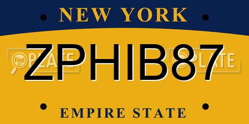 ZPHIB87 New York License Plate