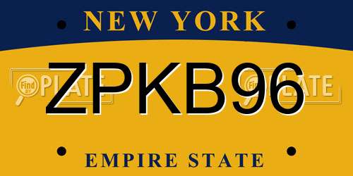 ZPKB96 New York License Plate